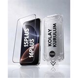 [SAPPHIRE CAM,KOLAY UYGULAMA SET] iPhone 16PLUS,15PLUS ile Tam Uyumlu EXTRA HD,Safir Cam,Otomatik Aparat Seti,Ahize Korumalı,Tam Kaplayan, İnce Çerçeve,iPhone Ekran Koruyucu