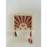 Sapphire Onlinestore Masif Ahşap Çerçeveli Retro Stil Positive Vibes Only Anahtarlık Askısı, Duvar Askılı Anahtarlık