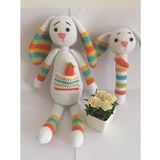 Şapşik Tavşan Uyku Arkadaşı ve Çıngırak Amigurumi Organik Oyuncak