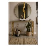 Sar Pakete Melisa Serisi Luminous Aynalı Dresuar Takımı - Gold Boyalı, 4Mm Temperli Füme Camlı (100X30X80 Cm)