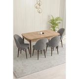 Sar Pakete Milano Serisi, Meşe Desen 80 x 132 cm Açılabilir Mdf Mutfak Masası Takımı 4 Adet Sandalye - Gri