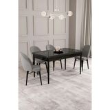 Sar Pakete Milano Serisi, Siyah Mermer Desen 80 x 132 cm Açılabilir Mdf Mutfak Masası Takımı 4 Adet Sandalye - Gri