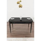 Sar Pakete Zümra Serisi, 80 x 132 cm Açılabilir Siyah Mermer Desen Mdf Mutfak Masası, Yemek Masası