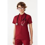 SAR UNIFORM Cosmos Bordo Hakim Yaka Likralı Hemşire Ve Doktor Forması Takımı Scrubs Hastane Üniforması