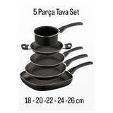 Sara 5 Parça Eko Tava Set 5’Li Çeyiz Seti Grill Omlet Sahan Sosluk Kaçerola Yumurta Tavası