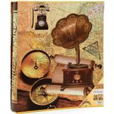 Sara Gramofon Desenli Kutulu Fotoğraf Albümü 600'lük 10x15 CM acik-kahverengi