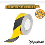 Sara Profesyonel Sarı Siyah Merdiven Kaydırmaz Bant 50 mm 15 Metre