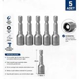 Sara S825 Manyetik Somun Cıvata Sıkma Sökme Adaptörü 10 mm Mıknatıslı 10X45 mm Trapez Vida Ucu (5 Adet)