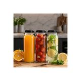 sara shoop Cam Şişe 250 ml 6’lı – Kapaklı Meyve Suyu, Smoothie, Limonata, Detoks, Mini Kavanoz