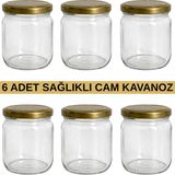 Sara Shop 6 Adet Cam Şişe (Bebek Maması-Sos- Hacamat Kavanozu Olarak Çok Amaçlı Kullanım) Gold Kapaklı 250 cc - Açık Kahverengi - Şeffaf - 1 Adet - 210 ml