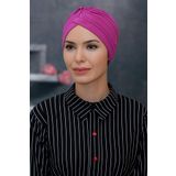 Şarabi Pratik Hazır Geçmeli Tesettür Bone Sandy Kumaş Taçlı Büzgülü 1208_08