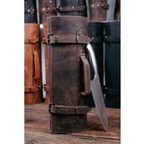Saraci Leather Craft Deri Şef Bıçak Çantası, Şef Bıçak Seti Çantası , Aşçı Çantası - Kahverengi
