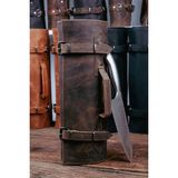 Saraci Leather Craft Deri Şef Bıçak Çantası, Şef Bıçak Seti Çantası , Aşçı Çantası - Koyu Kahverengi