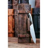 saraci leather craft Deri Şef Bıçak Çantası, Şef Bıçak Seti Çantası , Aşçı Çantası Koyu Taba