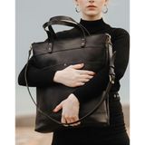 Saraci Leather Craft Saraci Hakiki Deri Dönüştürülebilir Tote Bag – Omuz ve Sırt Çantası, Geniş Hacimli Şık Tasarım - Siyah