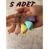Saranostra Nah Anahtarlık 5 ADET El Işareti Sevimli El Işareti Anahtarlık Nah Işareti 5 Adet Pembe Sarı Mor Yeşil Ten