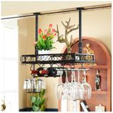 Şarap Eşyaları Şarap Rafı, Şarap Kadehi Rafları Tavana Monte Asma Raf Dolap ve Bar için Şarap Bardağı Teşhir Standı (Renk: Kahverengi, Boyut: 80 * 25 cm) (Siyah 60 * 25 cm)
