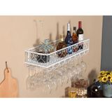 Şarap şişesi tutucu, metal raf, asma şarap kadehi tutucu, şarap kadehi tutucu, cam tutucu, ev, mutfak, bar, dolap için saklama rafı, 80 x 25 cm (Renk: Siyah) (beyaz)