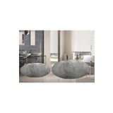 Sarar 2 Li Yuvarlak Post Peluş Banyo Paspası Takımı Büyük Boy Jel Taban Klozet Takım Gri 100x100 80x80 ELEGANS88