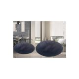 Sarar 2li Yuvarlak Post Peluş Banyo Paspası Takımı Büyük Boy Kaymaz Klozet Siyah 100x100 60x60 ELEGANS88