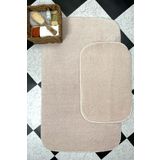 Sarar Bej Banyo Paspas Takımı 2'li Yumuşak Pelüş Tüylü Kaymaz Tabanlı ( 60x100 / 40x60 )