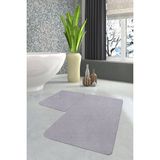 Sarar İkili Banyo Paspası Klozet Takımı Açık Gri Post Peluş Halı Antibakteriyel - 60 x 100 - 50 x 60 cm