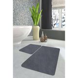 Sarar İkili Banyo Paspası Klozet Takımı Antrasit Post Peluş Halı Antibakteriyel - 60 x 100 - 50 x 60 cm