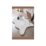 Sarar Keçi Postu Görünümlü Peluş Halı - 60 x 100 cm - Beyaz