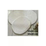Sarar KYHN1-SARARpost Beyaz 2Li Banyo Paspası Halısı Peluş Halı Klozet Takımı 50X80-50X40 Oval