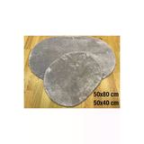 Sarar KYHN1-SARARpost Gri 2Li Banyo Paspası Halısı Peluş Halı Klozet Takımı 50X80-50X40 Oval