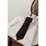 Sarar Microfibre 8 cm Çizgili Siyah-Bordo Kravat KR-11