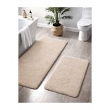 Sarar Peluş Kaymaz Taban Makinede Yıkanabilir 2'li Büyük Xl Boy Banyo Takım Paspası (80x120 80x50)BEJ
