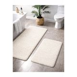 Sarar Peluş Kaymaz Taban Makinede Yıkanabilir 2'li Büyük Xl Boy Banyo Takım Paspası (80x120 80x50)EKRU