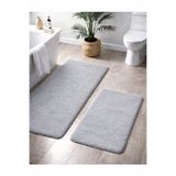 Sarar Peluş Kaymaz Taban Makinede Yıkanabilir 2'li Büyük Xl Boy Banyo Takım Paspası (80x120 80x50)GRİ