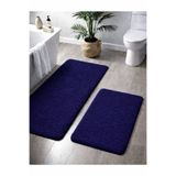 Sarar Peluş Kaymaz Taban Makinede Yıkanabilir 2'li Büyük Xl Boy Banyo Takım Paspası (80x120 80x50)LACİVERT
