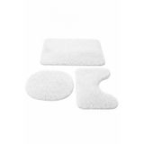Sarar Peluş Kaymaz Yıkanabilir Banyo Paspası Klozet Takımı 3'Lü 50x80/50x60/40x45(klozt kapağı) BEYAZ