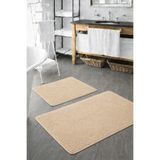 Sarar Peluş Yıkanabilir Bej Kaymaz Taban 2'li Banyo Paspası Takımı (50X80 50X40)