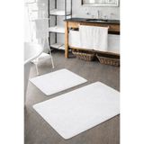 Sarar Peluş Yıkanabilir Beyaz Kaymaz Taban 2'li Banyo Paspası Takımı (50X80 50X40)