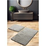 Sarar Post Peluş Banyo Paspas Takımı 2'li Jel Kaymaz Taban Klozet Takımı Gri 100X60 - 50X 60 - Renkli