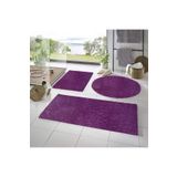 Sarar Post Peluş Banyo Paspası Üçlü Takım Kaymaz Jel Taban Lila 50x80-50x60--50x50(YUVARLAK)