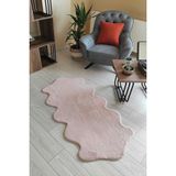 Sarar Pudra Pembe Peluş Post Çift Kafa Yıkanabilir Kaymaz Taban Tavşan Tüyü Halı Yolluk - 80 x 200 cm