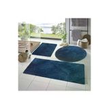 Sarar SARARPAS2121XL Post Peluş Banyo Paspası Üçlü Takım Kaymaz Jel Taban Mavi 50X80-50X60--50X50(Yuvarlak)