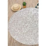 Sarar Yuvarlak Kaydırmaz Jel Taban Krem Düz Renk 100x100 cm Salon Halı
