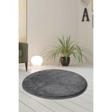 Sarar Yuvarlak Post Peluş Banyo Paspas Takımı Antrasit 100 x 100 cm