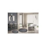 Sarar Yuvarlak Post Peluş Banyo Paspası Takımı Büyük Boy Jel Taban Klozet Takım Antrasit 100x100 60x60 ELEGANSTEK100X100
