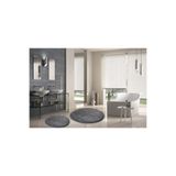 Sarar Yuvarlak Post Peluş Banyo Paspası Takımı Büyük Boy Jel Taban Klozet Takım Antrasit 100x100 60x60