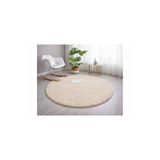 Sarar Yuvarlak Tüylü Peluş Kaymaz Jel Taban Bej Pofuduk Halı Yolluk Kilim