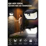 Saravita 1 Adet Güneş Enerjili Hareket Sensörlü 178 LED IP65 Dış Mekân Duvar Bahçe Lambası - Beyaz