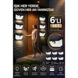 Saravita 6 Adet Güneş Enerjili Hareket Sensörlü 178 LED IP65 Dış Mekân Duvar Bahçe Lambası - Beyaz