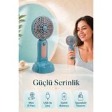 Saravita USB Şarjlı Mini El Fanı Taşınabilir Masaüstü Sessiz Vantilatör Güçlü Serinlik - Mavi